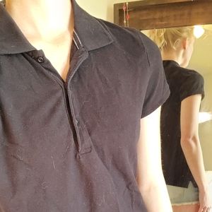 Black short sleeve 3 button shirt